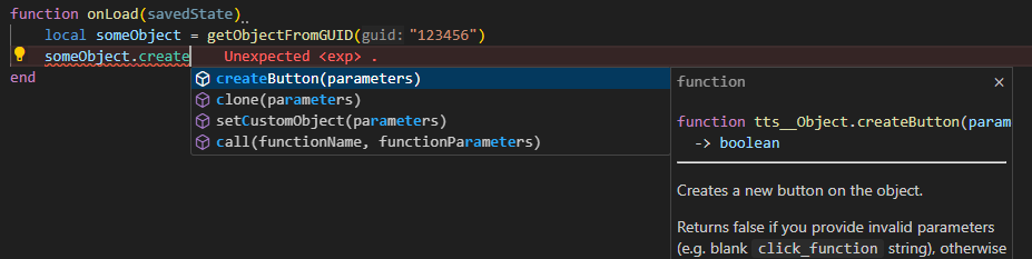 vs code lua autocomplete create