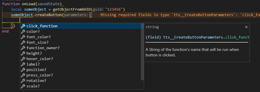 vs code lua autocomplete params